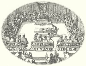 Aan het hof van de keizer (gravure)
