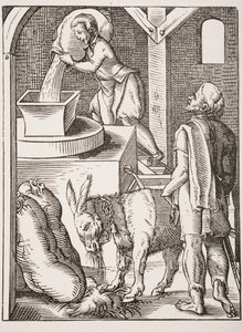 De molenaar. 19e-eeuwse reproductie van 16e-eeuwse gravure door Jost Amman door Jost (after) Amman
