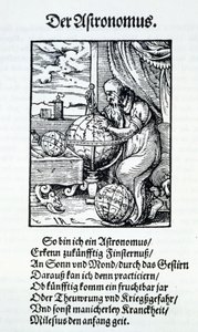 Een astronoom met een vers van Hans Sachs, gepubliceerd Frankfurt 1568 door Jost Amman