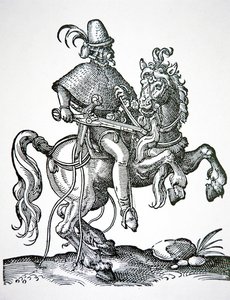 Paardensoldaat met radslotpistool, illustratie uit 
