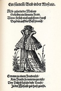 Adellijke vrouw van Moskou. Uit het Frauentrachtenbuch Frankfurt, 1586, 1586 door Jost Amman