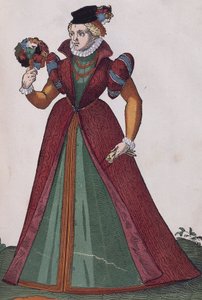 Adellijke vrouw uit Ferrara, gravure uit Habitus praecipuorum popularum door Jost Amman