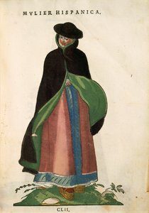 Spaanse vrouw, uit Habitus Praecipuorum Popularum door Jost Amman, gravure door Jost Amman