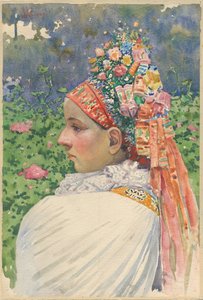 Slowaakse bruid door Joza Uprka (1861-1940) door Joža Uprka