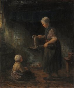De pannenkoeken, ca. 1875 door Jozef (1824 1911) Israels