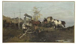 Gesprek bij de bron, 1877 door Jozef Brandt