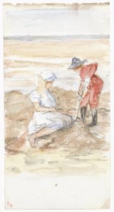 Kinderen spelend aan het strand