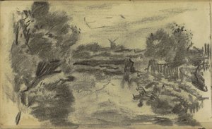 Landschap met water en een molen
