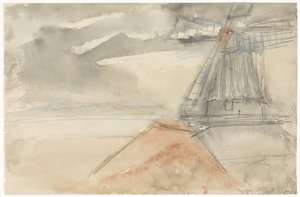 Molen bij bewogen lucht
