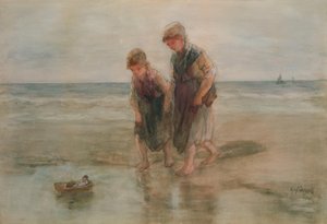 Zeilen met de boot door Jozef Israëls