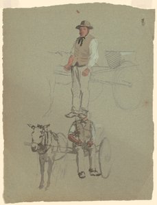 Studies van een man en paard en wagen door Jr. Enoch Wood Perry