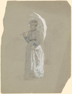 Vrouw met parasol door Jr. Enoch Wood Perry