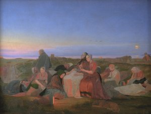 Midzomeravond. Zieke mensen slapen op het graf van St. Helena in Tisvilde door Jørgen V. Sonne