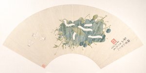 Zijderups, gedateerd 1859 door Ju Chao