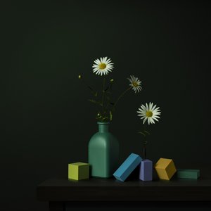 Daisy-vaas met geometrische blokken door Juan Antonio Palacios
