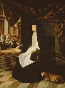 Portret van Koningin Mariana van Spanje (geb.1631) in Rouw