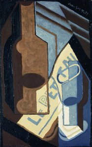 Fles en glas, 1921 door Juan Gris