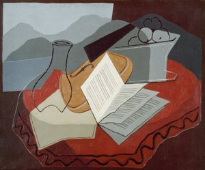 Viool voor een open raam door Juan Gris