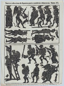 Blad 14 van figuren voor Chinese schaduwpoppen, 1859 door Juan Llorens