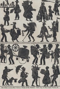 Blad 3 van figuren voor Chinese schaduwpoppen, 1859 door Juan Llorens