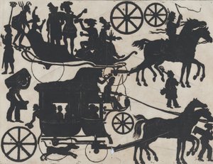 Blad 5 van figuren voor Chinese schaduwpoppen, ca. 1850-70