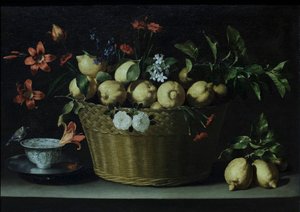 Stilleven met citroenen in een mand van wilgentenen, c.1643-49