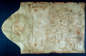 Zeevaartkaart van Juan de la Cosa (1460-1510), cartograaf en metgezel van ontdekkingsreiziger Christoffel Columbus (1451-1506)