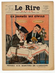 Omslag van The Red Laughter, Satirisch in kleuren door Jules Abel Faivre