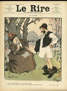 Illustratie van Abel Faivre voor de omslag van Le Rire, 30/05/08 - De satyr - Natuur Vegetatie, Liefde, Mode, Boom, Glaswerk door Jules Abel Faivre