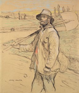 Arbeider, lopend naar links, met een Spade over zijn rechter Schouder door Jules Adler