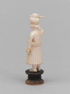 Zwarte pion, schaakstuk, India, circa 1820