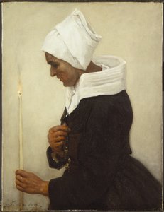 Bretonse Boerin met een Kaars, c.1869 door Jules Breton