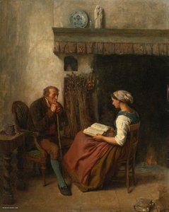 Jules Breton, 1865 - Lezen door Jules Breton