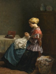 Jules Breton, 1868 - De kleine naaister door Jules Breton