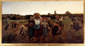 Le rappel des glaneuses Schilderij door Jules Breton (1827-1906) 1859 door Jules Breton