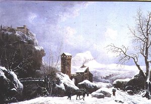 Winterlandschap door Jules Cesar Denis van Loo
