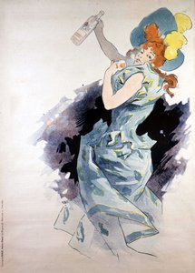 Reclameposter voor Dubonnet, vrouw met een fles, door Jules Chéret