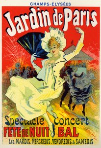 Kunst, Vermaak. Jardin de Paris, bal op de Champs Elysees, Parijs. Poster door Jules Cheret, Frankrijk, ca. 1895 door Jules Cheret