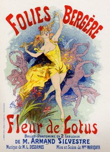 Kunst. Vermaak. Lotus bloem, ballet in de Folies Bergeres, Parijs. Poster door Jules Cheret, Frankrijk door Jules Cheret