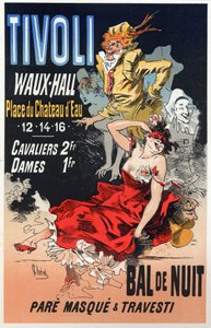 Kunst. Vermaak. Masqueradebal in het Tivoli Waux Hall, Parijs. Poster door Jules Cheret, Frankrijk, ca. 1870