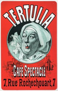 Kunst. Vermaak. Tertulia, show in het Cafe Spectacle, Parijs. Poster door Jules Cheret, ca. 1870 door Jules Cheret