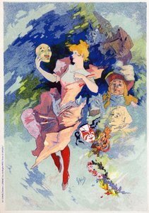 Kunst. Amusement. De komedie. Allegorie door Jules Cheret, Frankrijk, c.1890 door Jules Cheret