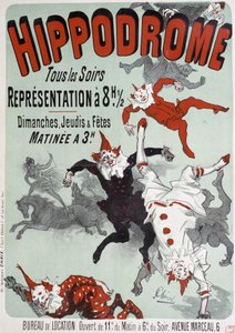 Circusvoorstelling in het Hippodrome - Poster door Jules Chéret, eind 19e eeuw