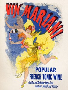 Eten en drinken. Mariani Franse Tonic Wine (eerste cocawijn). Poster door Jules Cheret (1836-1932), Frankrijk door Jules Cheret