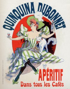 Eten en drinken. Quinquina Dubonnet aperitief. Poster door Jules Cheret, Frankrijk door Jules Cheret