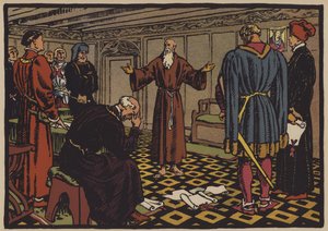De kluizenaar Niklaus von Flue en het Verdrag van Stans, 1481 door Jules Courvoisier