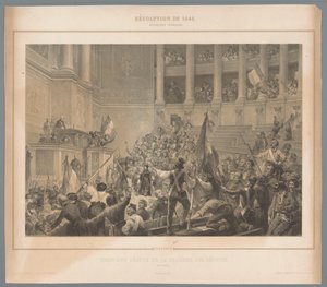 Parijse opstandelingen verstoren de bijeenkomst van de Kamer van Afgevaardigden door Jules  David
