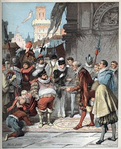 Sancho Panza benoemd tot gouverneur van het eiland Barataria - Illustratie van Jules David uit 