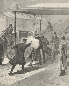 De Moord op Graaf Mikhail Loris-Melikov. Uit Le Monde Illustré, 1880