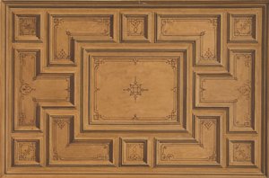 Ontwerp voor een Gedecoreerd Plafond, 1840-97. Makers: Jules-Edmond-Charles Lachaise, Eugène-Pierre Gourdet door Jules Edmond Charles Lachaise and Eugène Pierre Gourdet